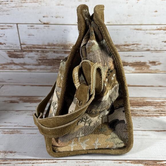1970s The French Co Unicorn Countryside Vintage Suede and Tapestry Travel Bag - Picture 2 of 9